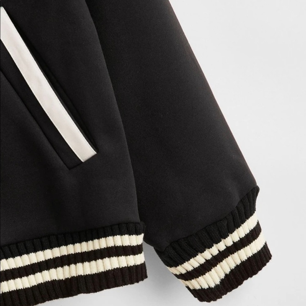 Striped Button Up Baseball Bomber Jacket from SHEIN - Picture 2 of 5